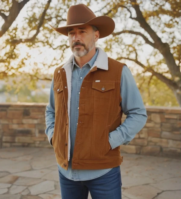 Chaleco vaquero con borrega