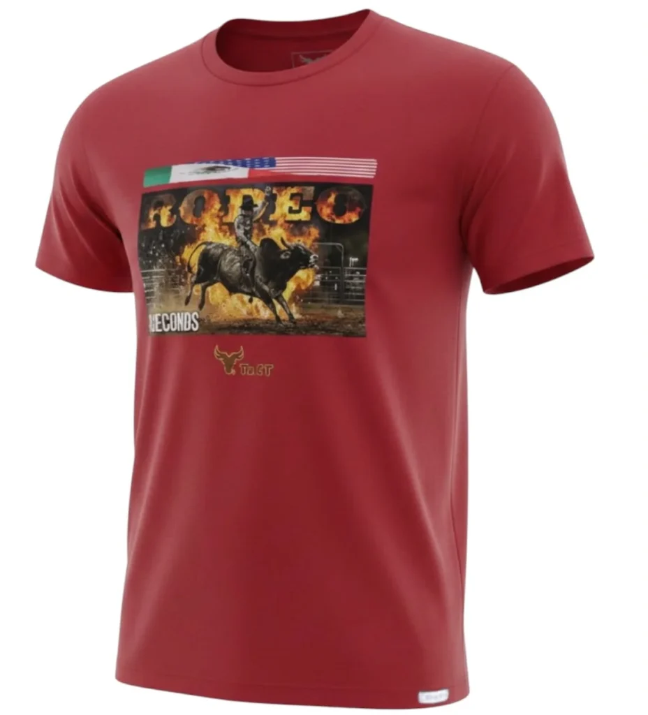 playera vaquera Para hombre color rojo con estampado de monta 8 segundos