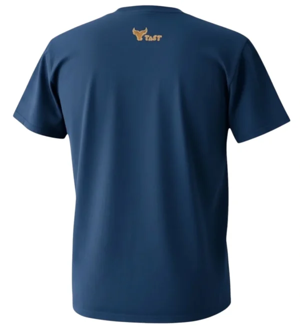 playera where fear trasero Una playera vaquera manga corta en color azul marino Vista por la parte de la espalda