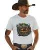playera wild west vaquero Hombre apuesto que viste Sombrero y playera vaquera manga corta Color blanco Con estampado de motivos vaqueros