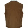 chaleco vaquero para hombre color oro viejo, tela pana con forro de borrega sintética, vista de espalda