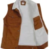 chaleco vaquero para hombre color oro viejo, tela pana con forro de borrega sintética