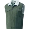 chaleco vaquero hombre verde chaleco vaquero para hombre en pana color verde militar con forro de borrega