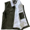 Chaleco vaquero para caballero con borrega color verde olivo