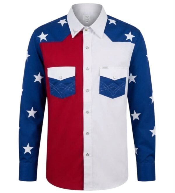 camisa vaquera USA, una camisa con los colores y estrellas de la bandera de estados unidos