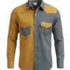 camisa bicolor ama-gris camisa vaquera bicolor amarillo con gris