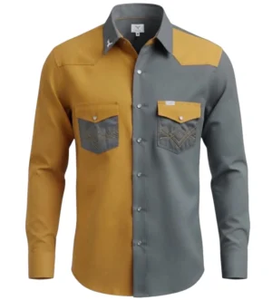 camisa bicolor ama-gris camisa vaquera bicolor amarillo con gris