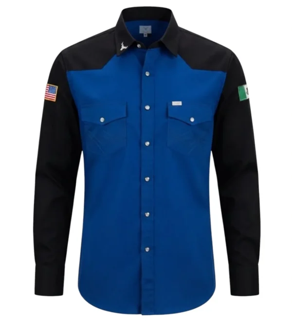 camisa bicolor azul rey camisa western bicolor azul rey con negro
