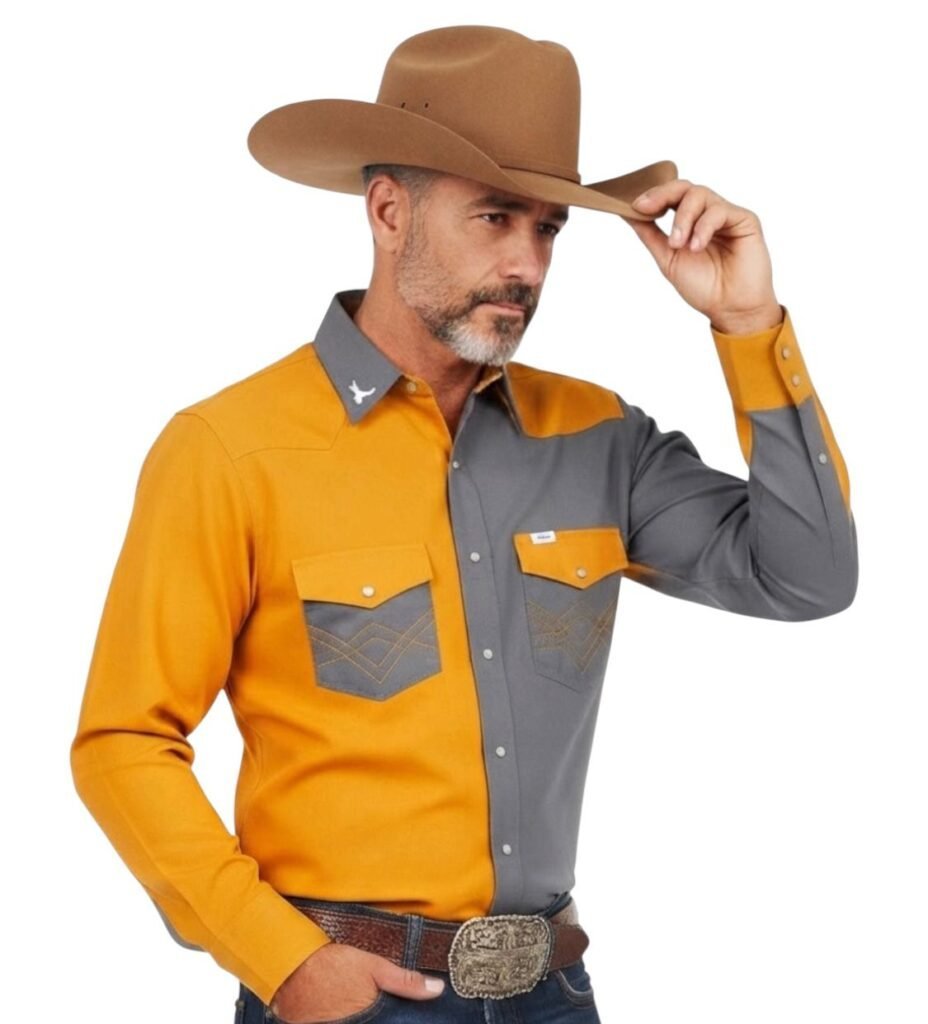 camisa bicolor en color amarillo y gris