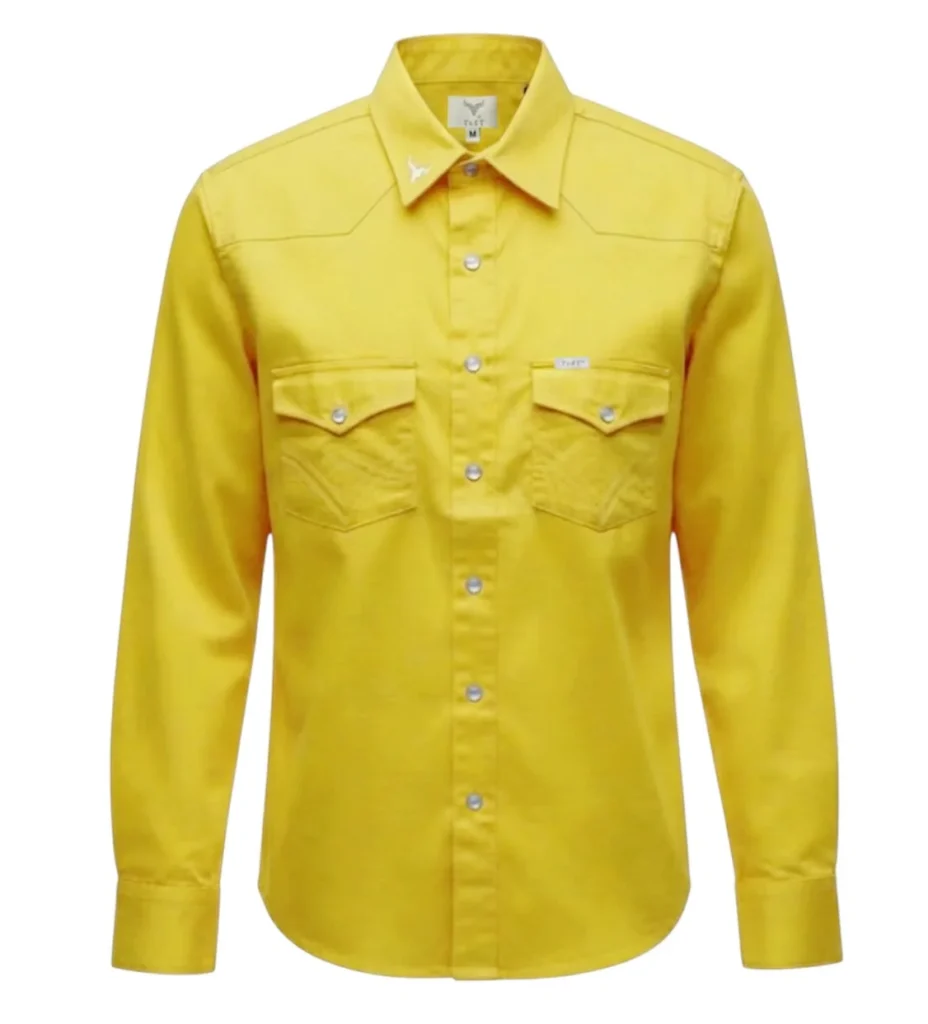 camisa vaquera color amarillo, manga larga