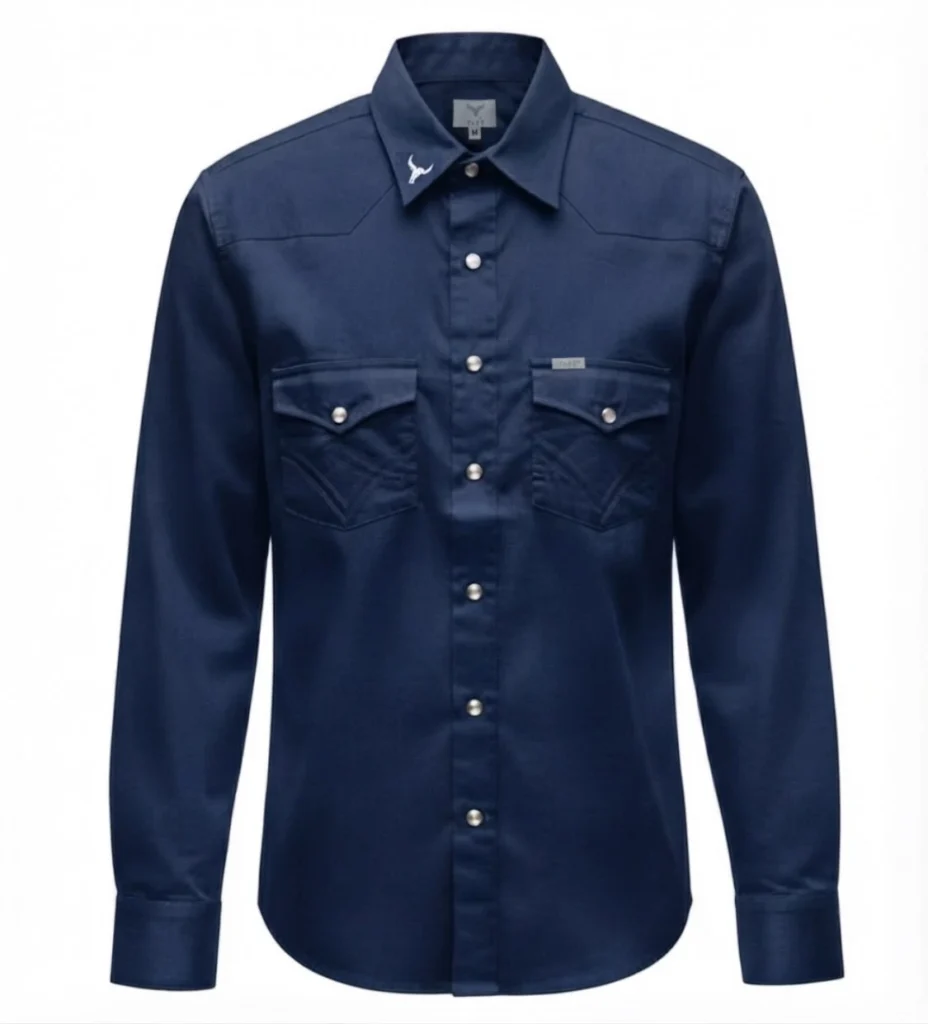 camisa vaquera color azul marino, manga larga
