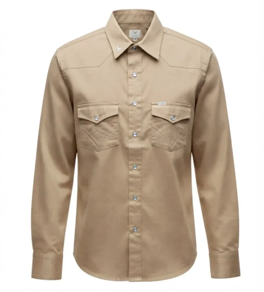 camisa vaquera manga larga color beige
