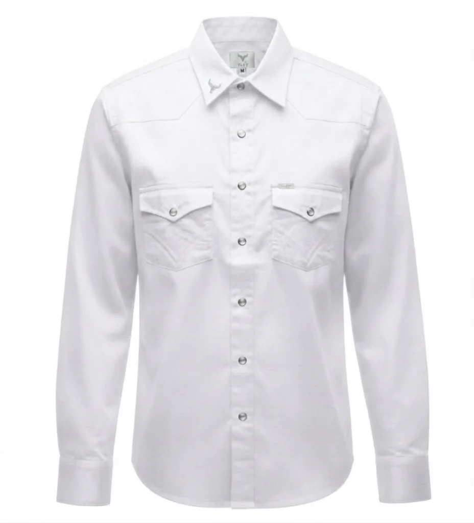camisa vaquera color blanco, manga larga