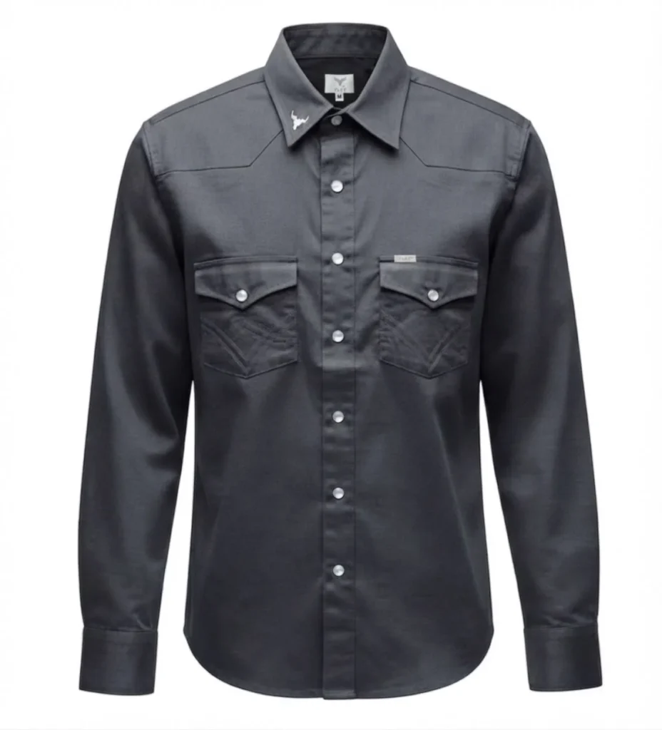 camisa vaquera color gris oxford, manga larga