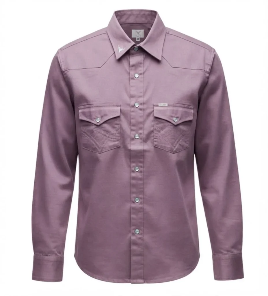 camisa vaquera, manga larga color lila