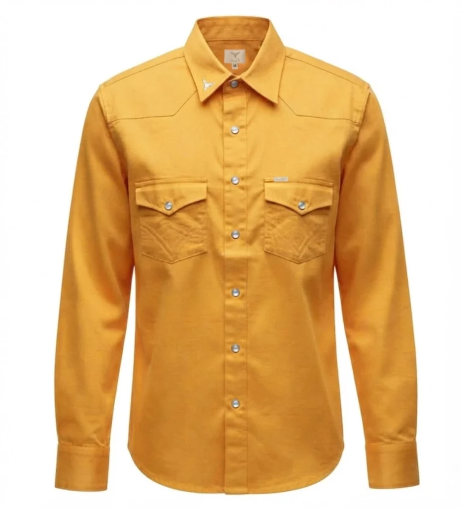 camisa vaquera color mango ,manga larga. Hacemos camisas vaqueras de todos los colores | Tret