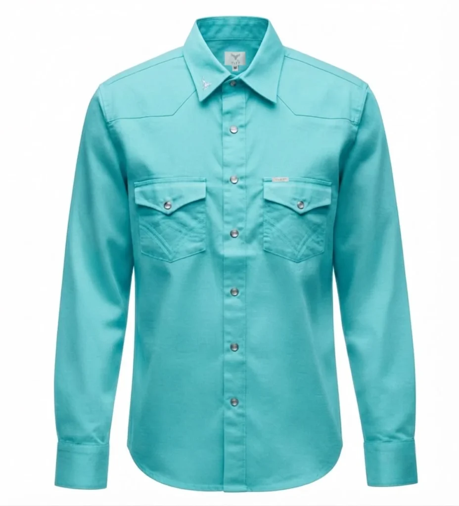 camisa vaquera color mrnta, manga larga