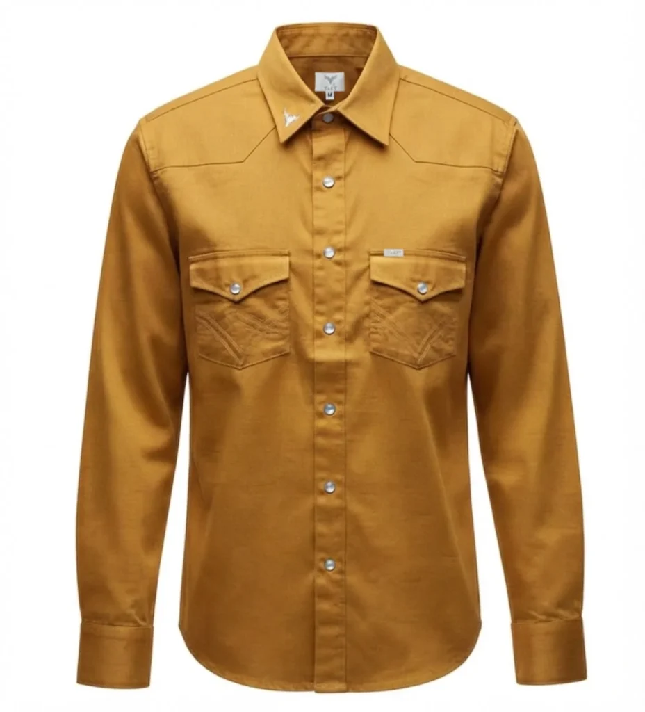 camisa color oro corte vaquera manga larga