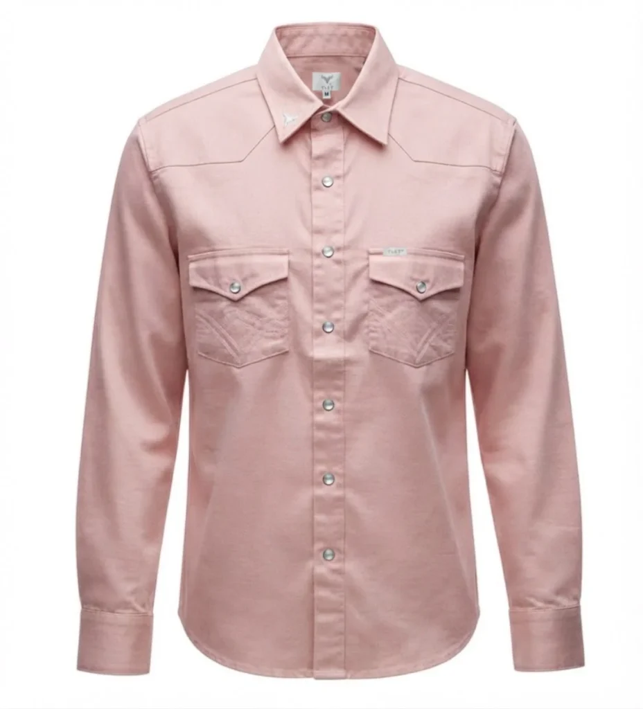 camisa color rosa pastel, vaquera de manga larga. Hacemos camisas vaqueras de todos los colores | Tret