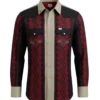 camisa vaquera de grecas para hombre en color roja