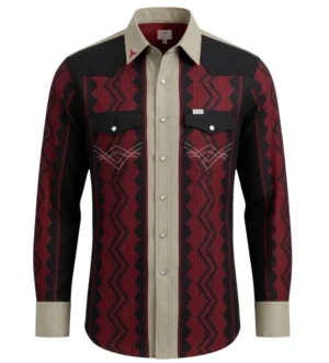 camisa vaquera de grecas para hombre en color roja