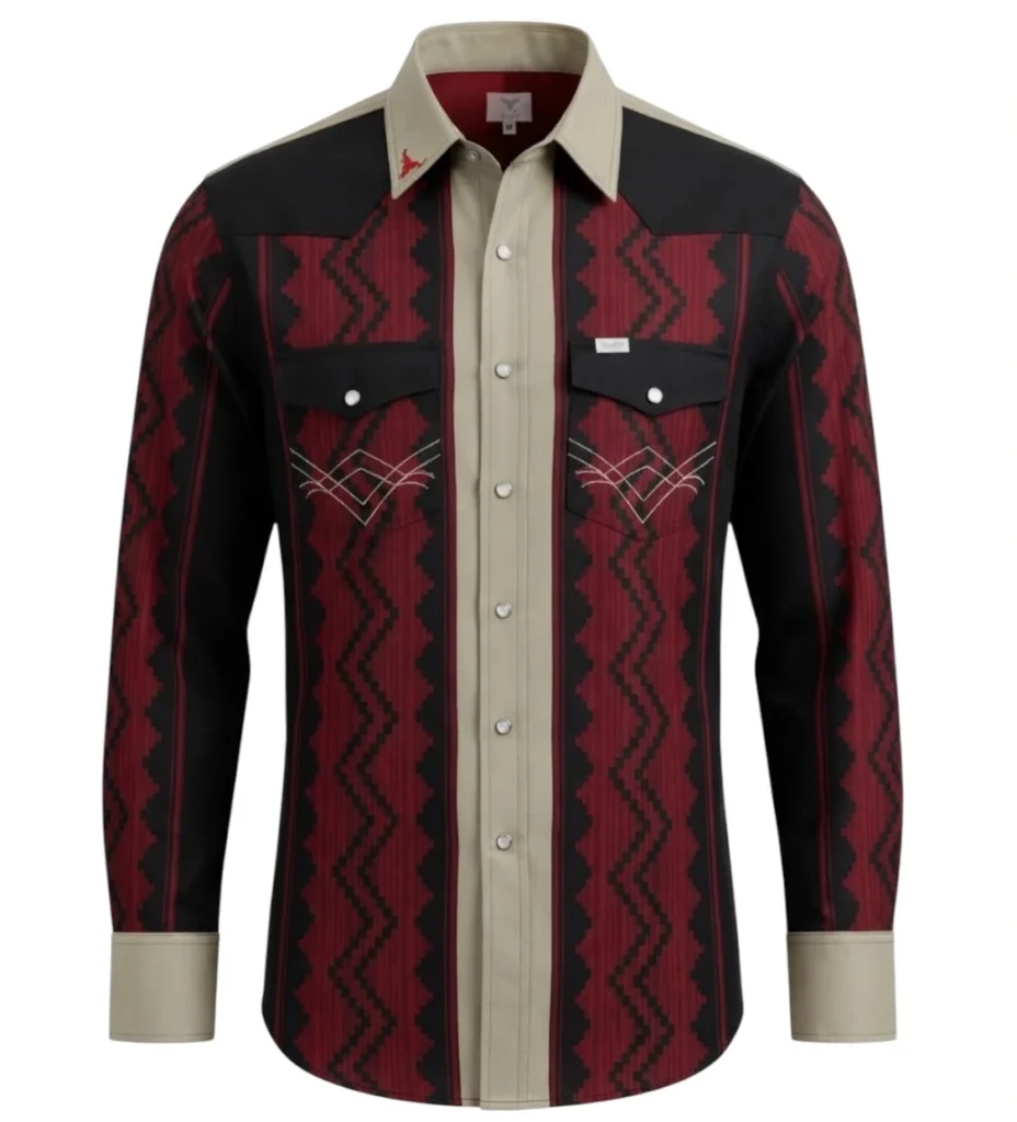 camisa vaquera de grecas para hombre en color roja