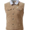 chaleco de pana para hombre color beige salmón con forro de borrega