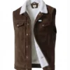 chaleco café chaleco vaquero de pana color café para hombre con forro de borrega