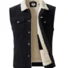 Chaleco western para hombre color negro con forro de borrega
