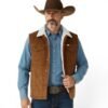 vaquero apuesto conchaleco vaquero para hombre color oro viejo, tela pana con forro de borrega sintética
