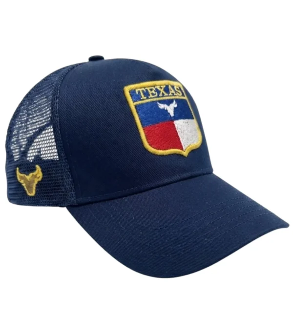 gorra vaquera hombre en color azul marino con bordado del escudo de texas