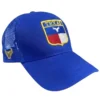 gorra vaquera original en color azul rey con bordado del escudo de texas