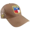 gorra trucker color moca con logo bordado escudo de texas