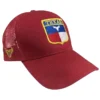 gorra roja con bordado del escudo de texas