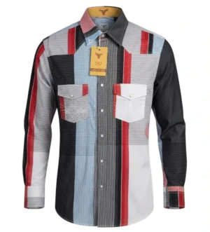 Camisa vaquera basica tipo patchwork colores de la bandera de USA