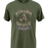 Playera vaquera vintage Playera vaquera vintage color verde olivo, manga corta con estampado vintage