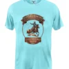 playera western retro en color azul menta con estampado frontal del roping