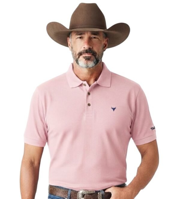 polo rosa puesta en un modelo apuesto