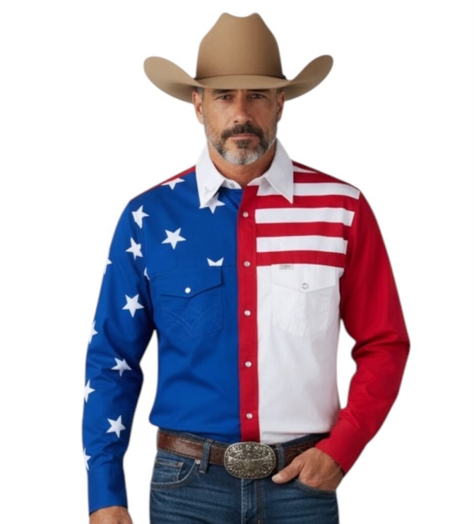 vaquero apuesto vistiendo camisa de USA