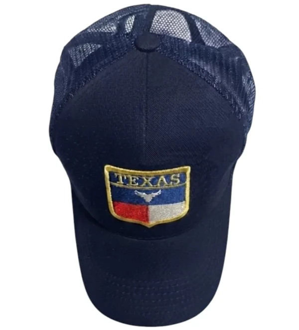 vista superior gorra azul marino texas