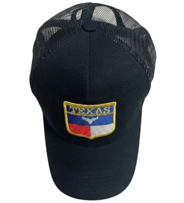 vista superior gorra negra texas
